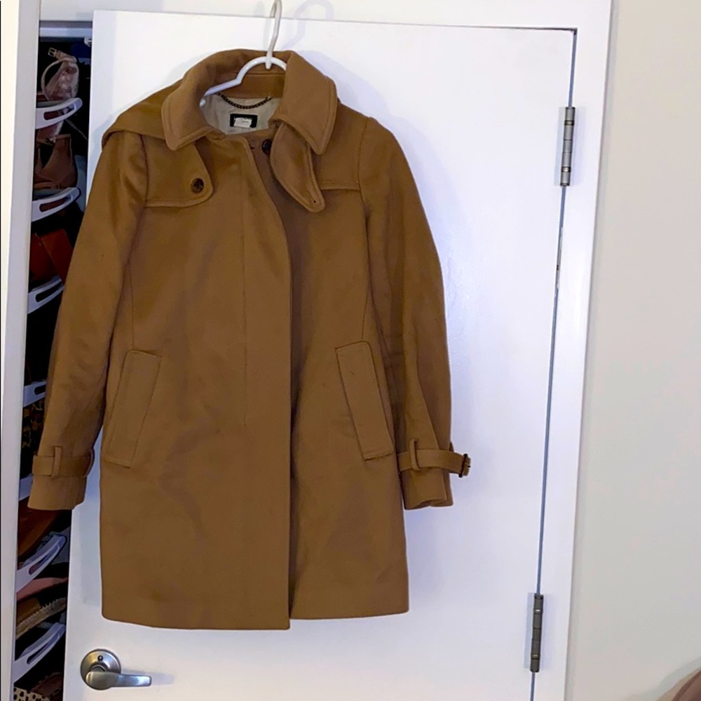 J. Crew Camel Hooded Duffle Coat